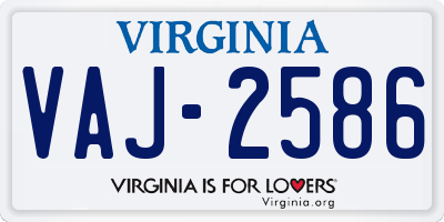 VA license plate VAJ2586