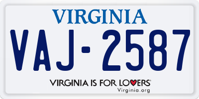VA license plate VAJ2587
