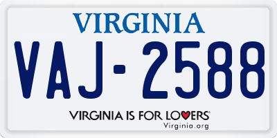 VA license plate VAJ2588