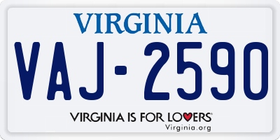 VA license plate VAJ2590