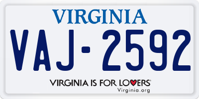 VA license plate VAJ2592