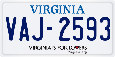 VA license plate VAJ2593