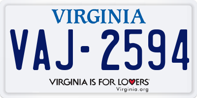 VA license plate VAJ2594
