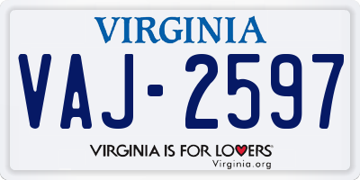 VA license plate VAJ2597