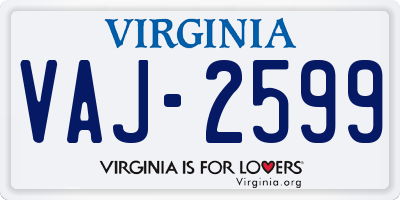 VA license plate VAJ2599