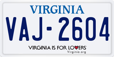 VA license plate VAJ2604