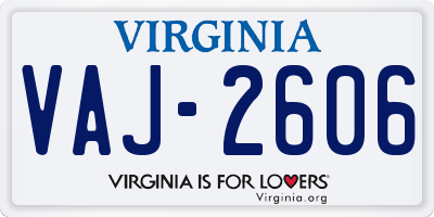 VA license plate VAJ2606