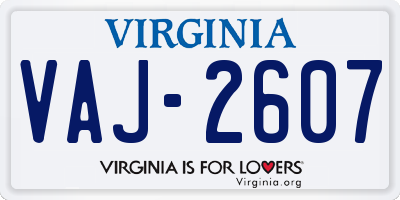 VA license plate VAJ2607