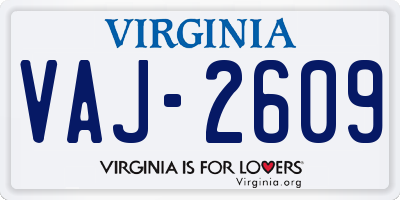 VA license plate VAJ2609