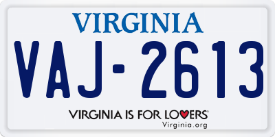 VA license plate VAJ2613