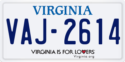 VA license plate VAJ2614