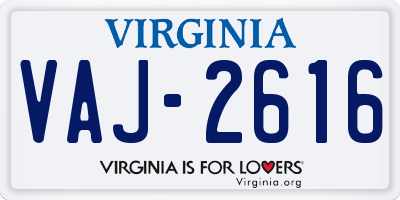 VA license plate VAJ2616