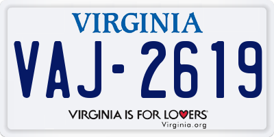 VA license plate VAJ2619