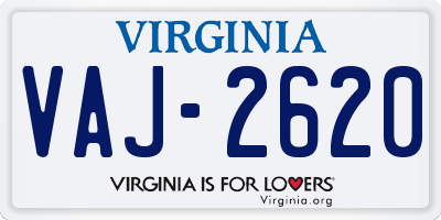 VA license plate VAJ2620