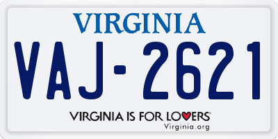 VA license plate VAJ2621