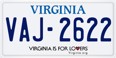 VA license plate VAJ2622