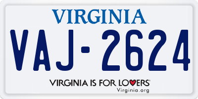 VA license plate VAJ2624