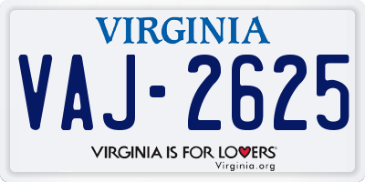 VA license plate VAJ2625