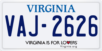 VA license plate VAJ2626