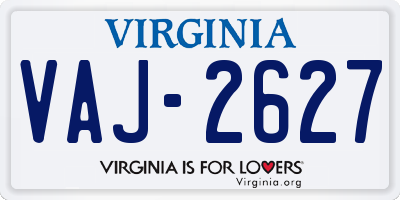 VA license plate VAJ2627