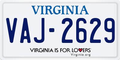 VA license plate VAJ2629
