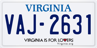 VA license plate VAJ2631