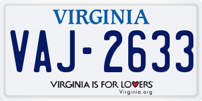 VA license plate VAJ2633
