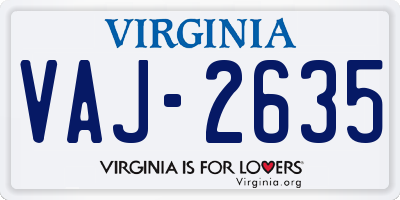 VA license plate VAJ2635