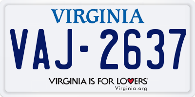VA license plate VAJ2637