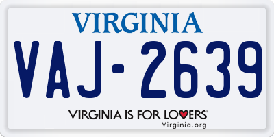 VA license plate VAJ2639