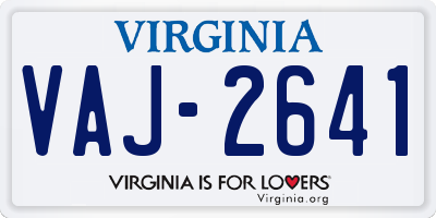 VA license plate VAJ2641