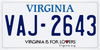 VA license plate VAJ2643