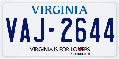 VA license plate VAJ2644