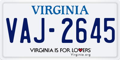 VA license plate VAJ2645