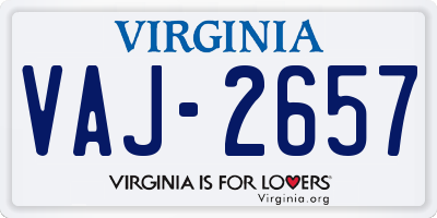 VA license plate VAJ2657