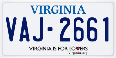 VA license plate VAJ2661