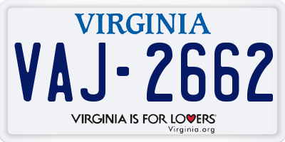 VA license plate VAJ2662