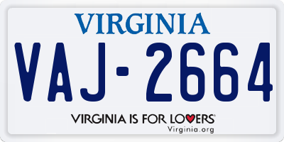 VA license plate VAJ2664