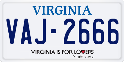 VA license plate VAJ2666