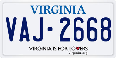 VA license plate VAJ2668