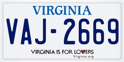 VA license plate VAJ2669