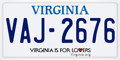 VA license plate VAJ2676