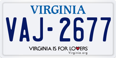 VA license plate VAJ2677