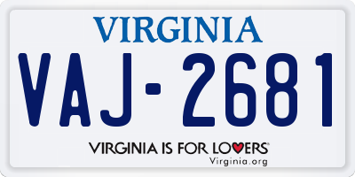 VA license plate VAJ2681