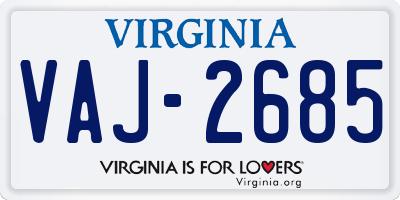 VA license plate VAJ2685