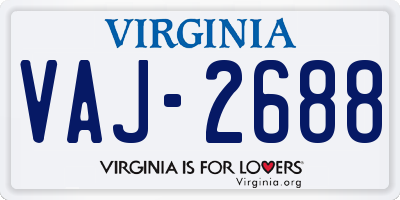 VA license plate VAJ2688
