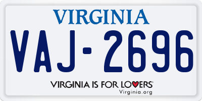 VA license plate VAJ2696