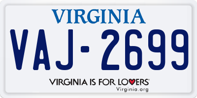 VA license plate VAJ2699