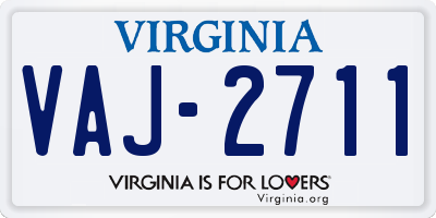 VA license plate VAJ2711