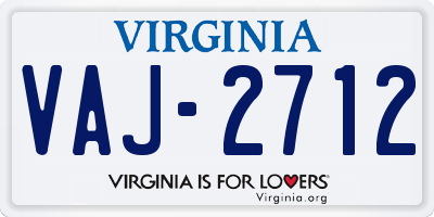 VA license plate VAJ2712